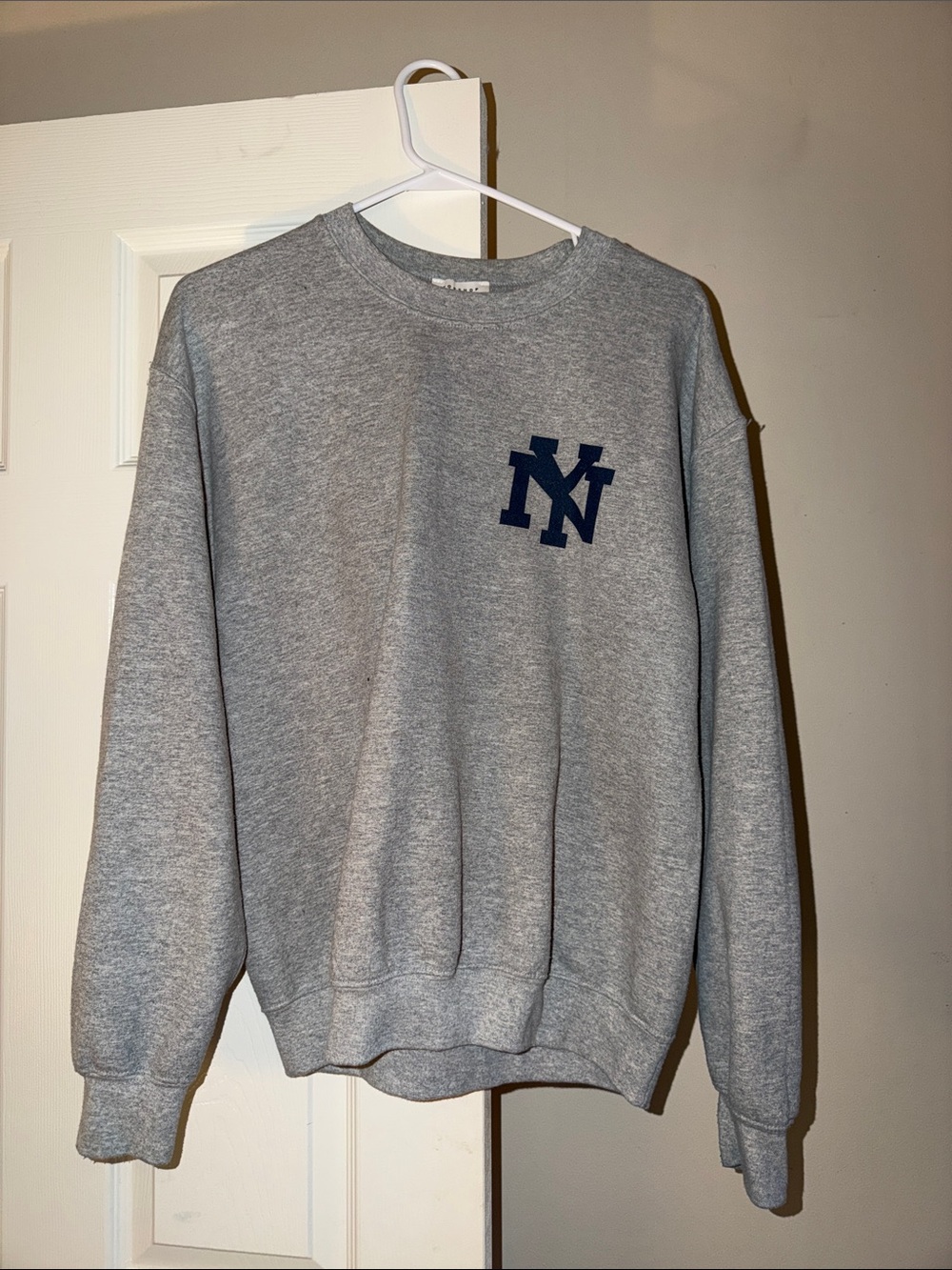 Topshop Gray Crewneck Sweatshirt with Navy NY LOGO - Used